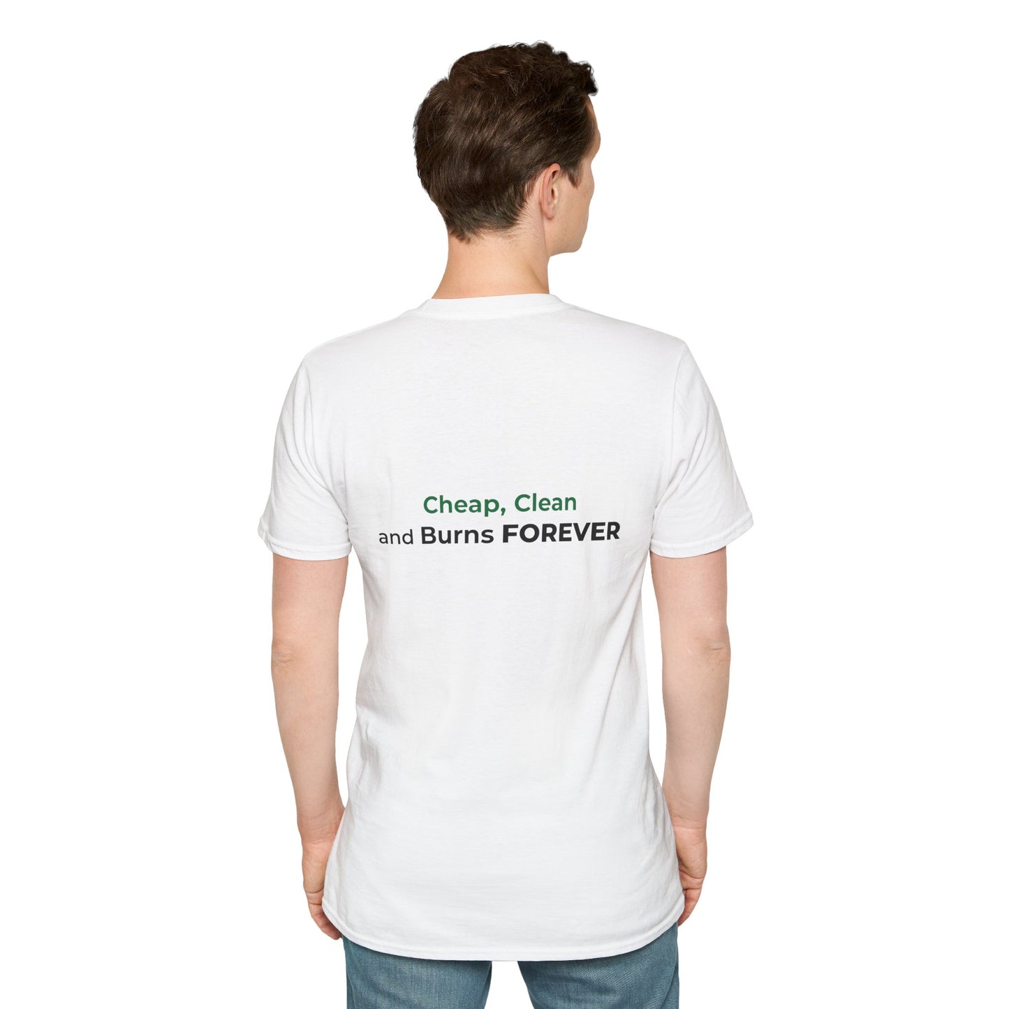 Cheap, Clean, and Burns Forever Sun T-Shirt | Renewable Energy & Climate Action Tee
