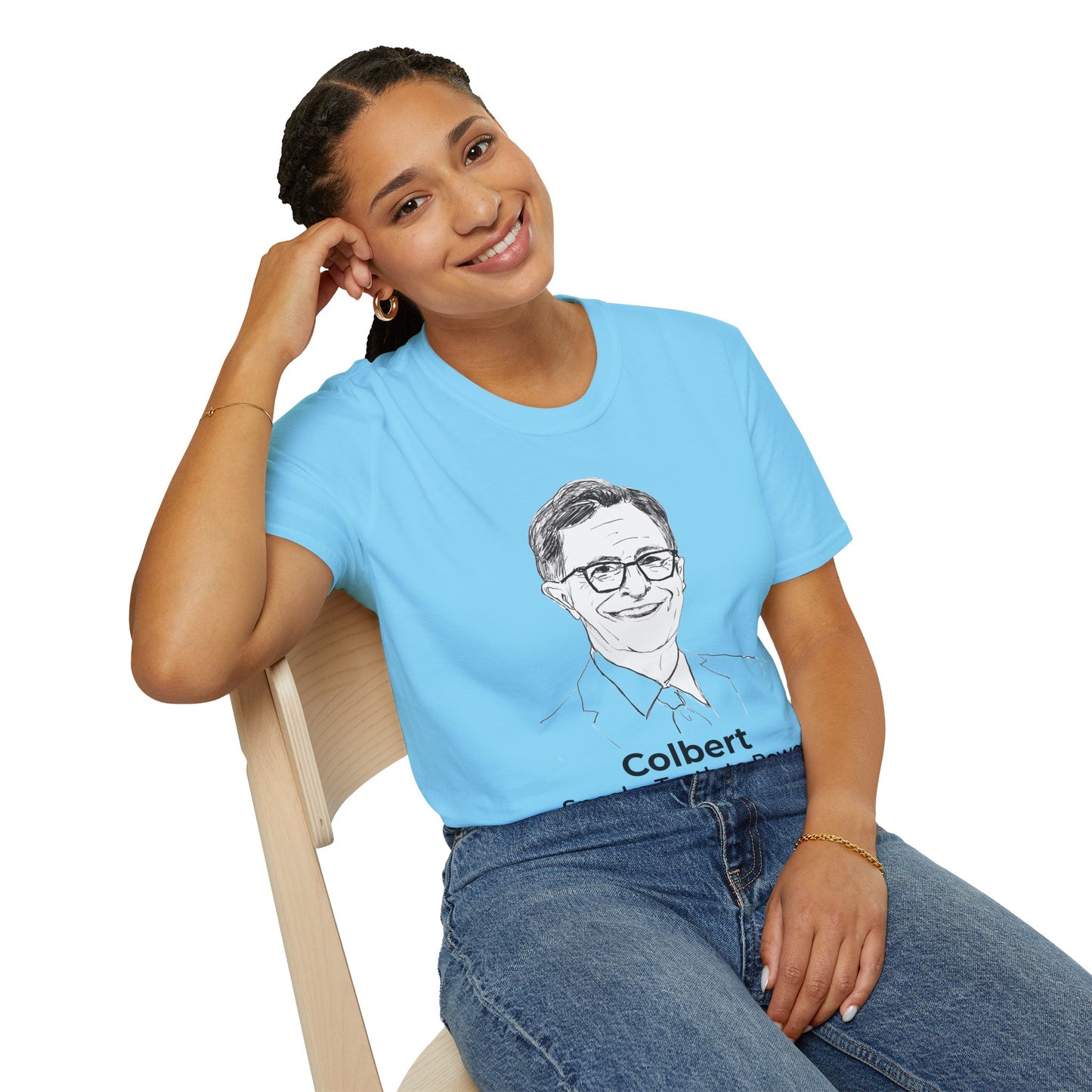 Stephen Colbert Shirt – Comedy Is Not a Crime Political T-Shirt — Sky Blue
