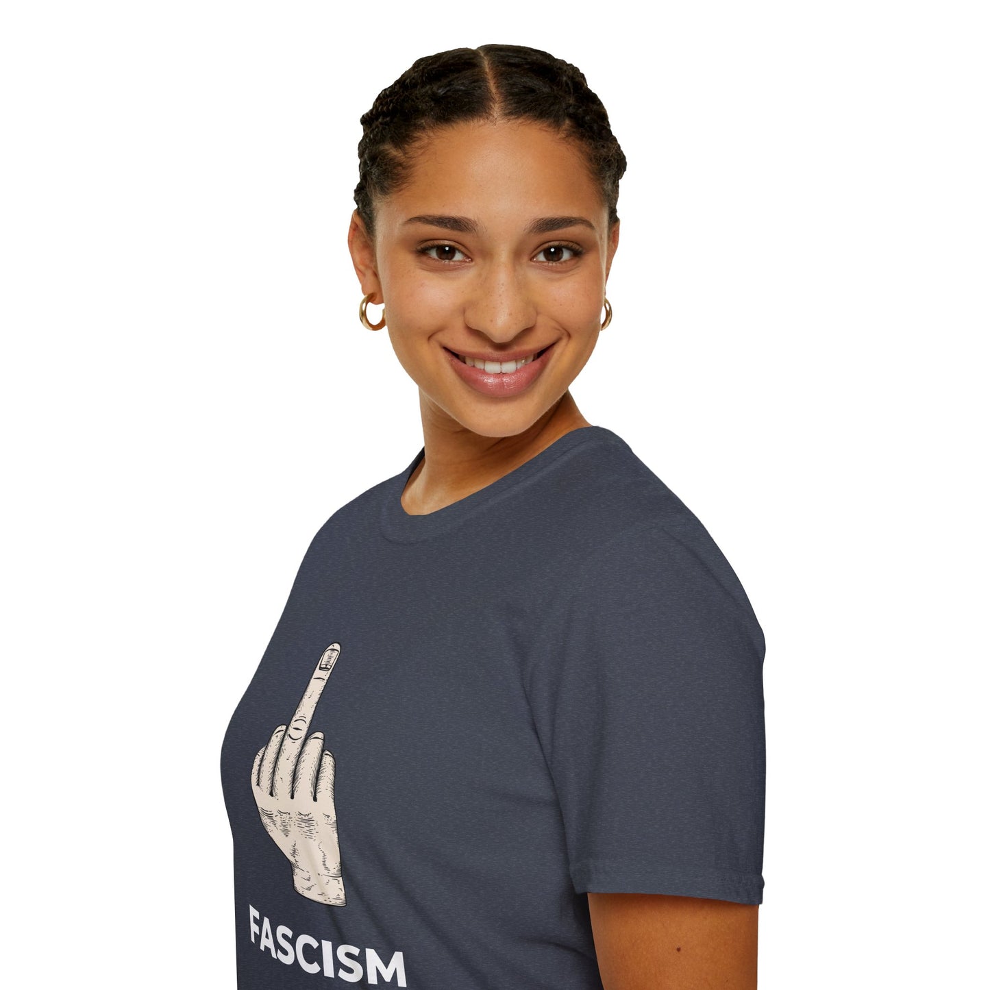 No Kings Protest Shirt – Resist Fascism Anti-Authoritarian Tee – Heather Navy