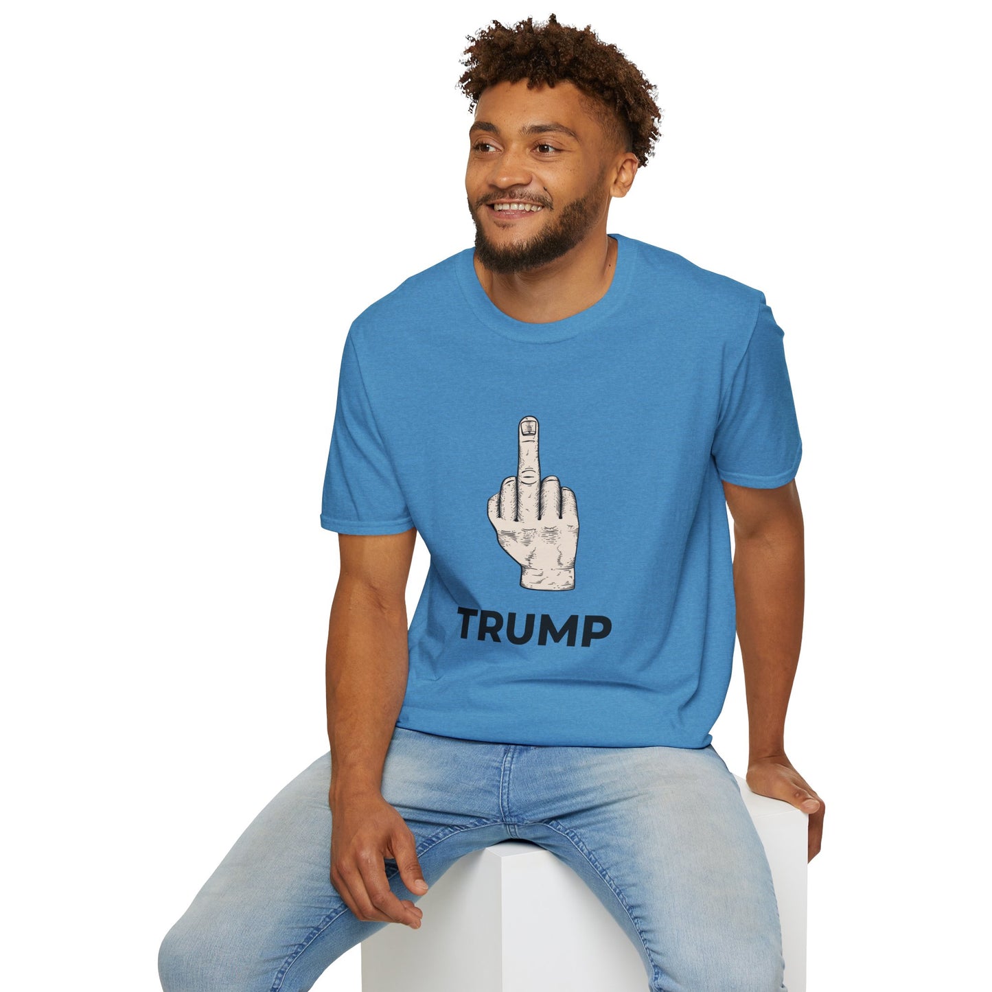 Flipping Off Tyranny: No Kings in America – Two-Sided Statement Tee – Heather Sapphire Blue Edition
