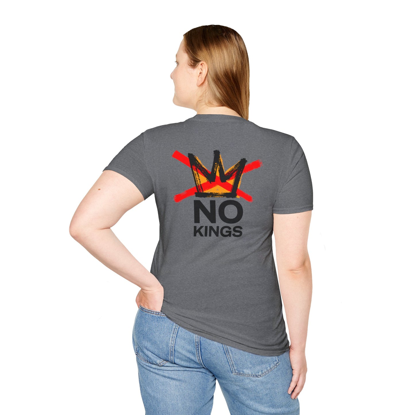 No Kings Protest Shirt – Resist Fascism Anti-Authoritarian Tee – Graphite Heather