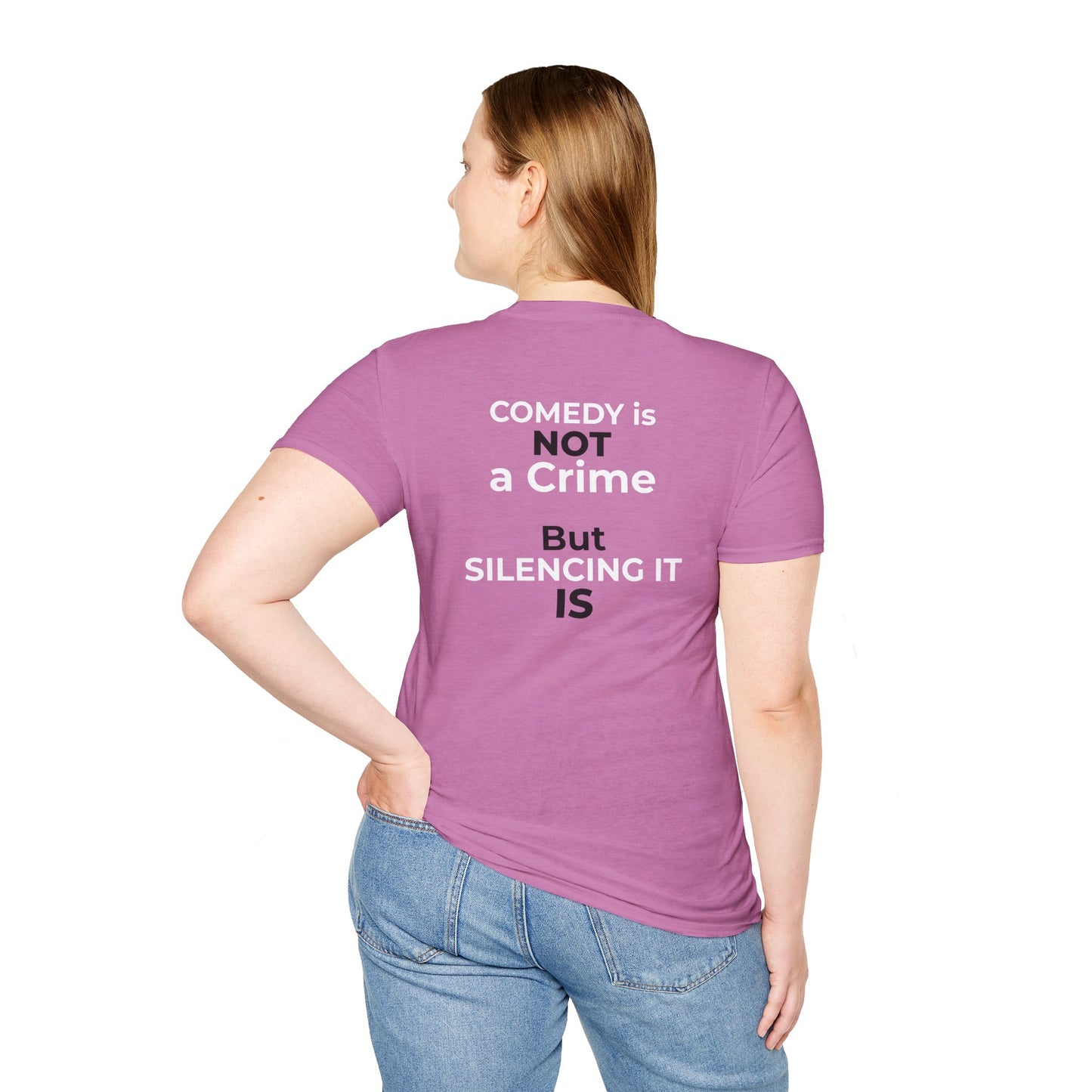 Stephen Colbert Shirt – Comedy Is Not a Crime Political T-Shirt — Heather Radiant Orchid