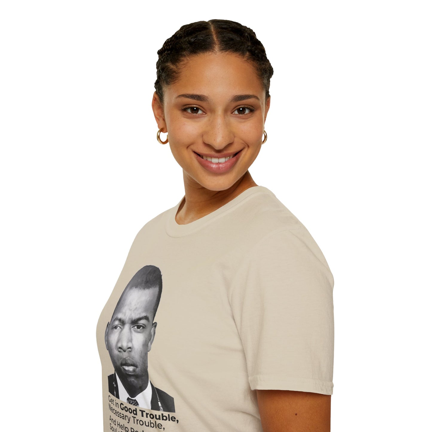 John Lewis Get in Good Trouble Portrait Shirt – Civil Rights Quote Tee – Sand