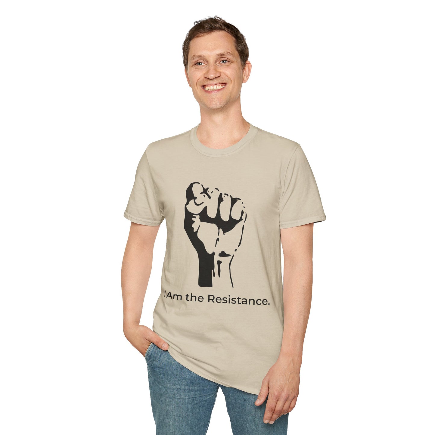 I Am the Resistance – Raised Fist Civic Courage T-Shirt (Sand)