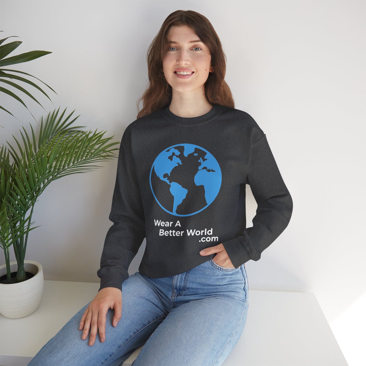 Wear A Better World Sweatshirt – I Am the Resistance – Say NO Back Print – Dark Heather