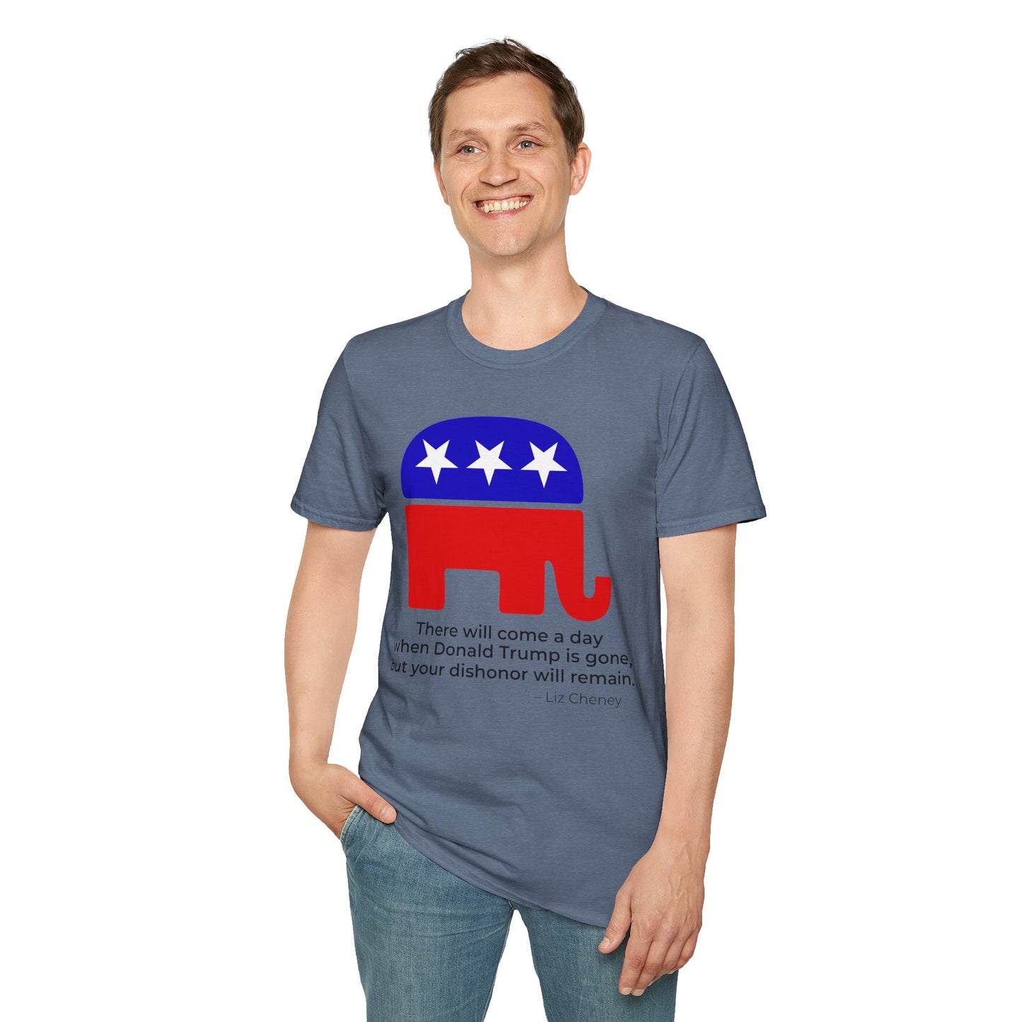Liz Cheney Dishonor Will Remain Tee – Republican Accountability Quote Shirt (Heather Indigo)
