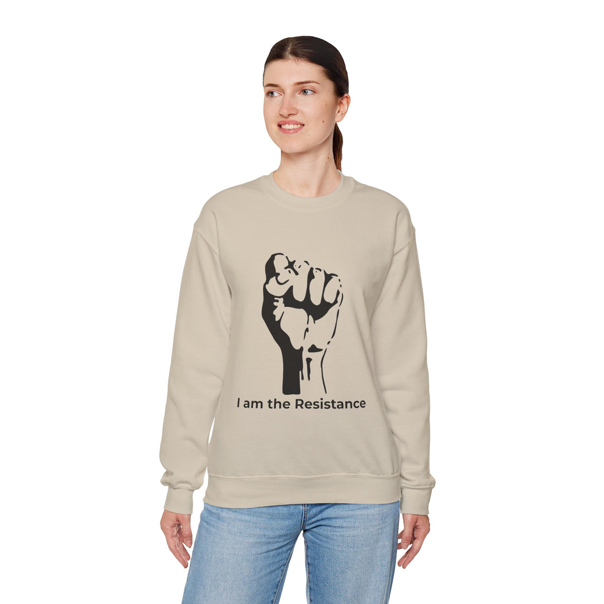 I Am the Resistance Crewneck Sweatshirt – This Stops When Enough of Us Say NO – Sand