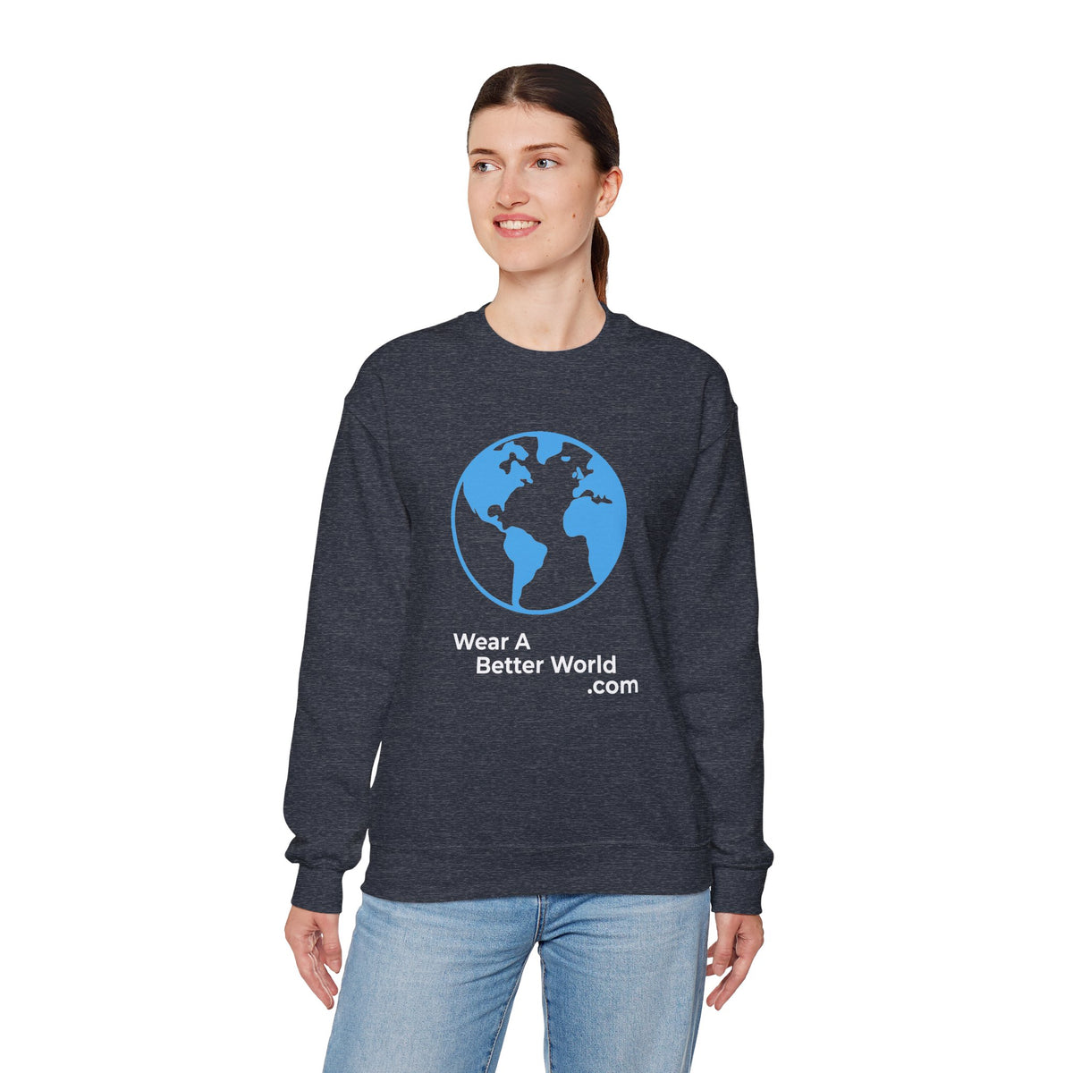 Truth to Power Crewneck Sweatshirt – Speak Truth Statement – Heather Sport Dark Navy