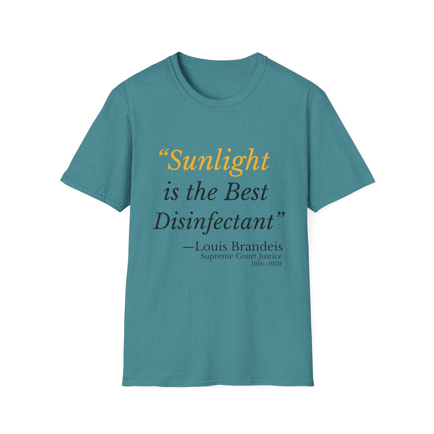 Sunlight Is the Best Disinfectant T-Shirt – Release the Truth – Heather Galapagos Blue