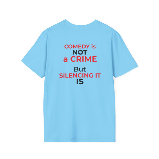 Comedy Is Not a Crime SKY BLUE – Silencing It Is | Jimmy Kimmel Free Speech T-Shirt