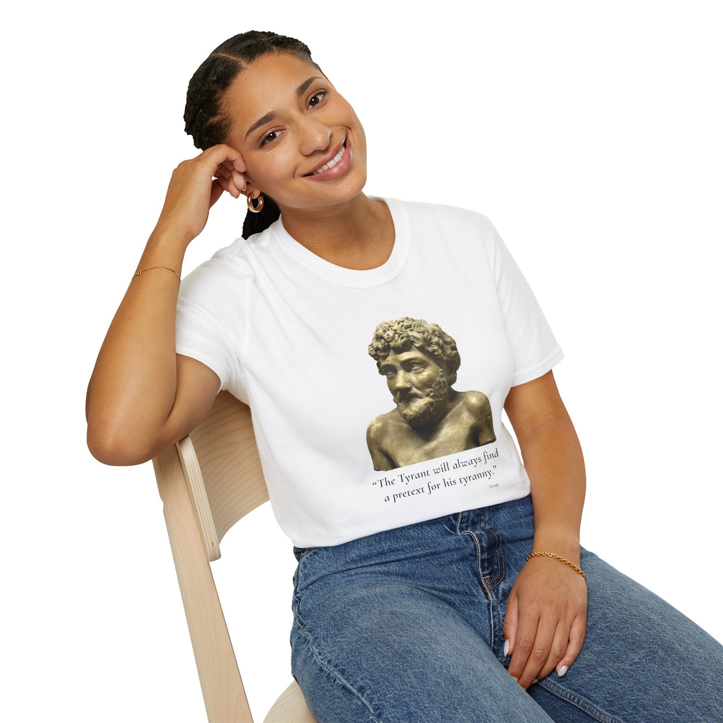 Two-Sided Tyranny Quote T-Shirt – Aesop Front / Crisis Pretexts Back