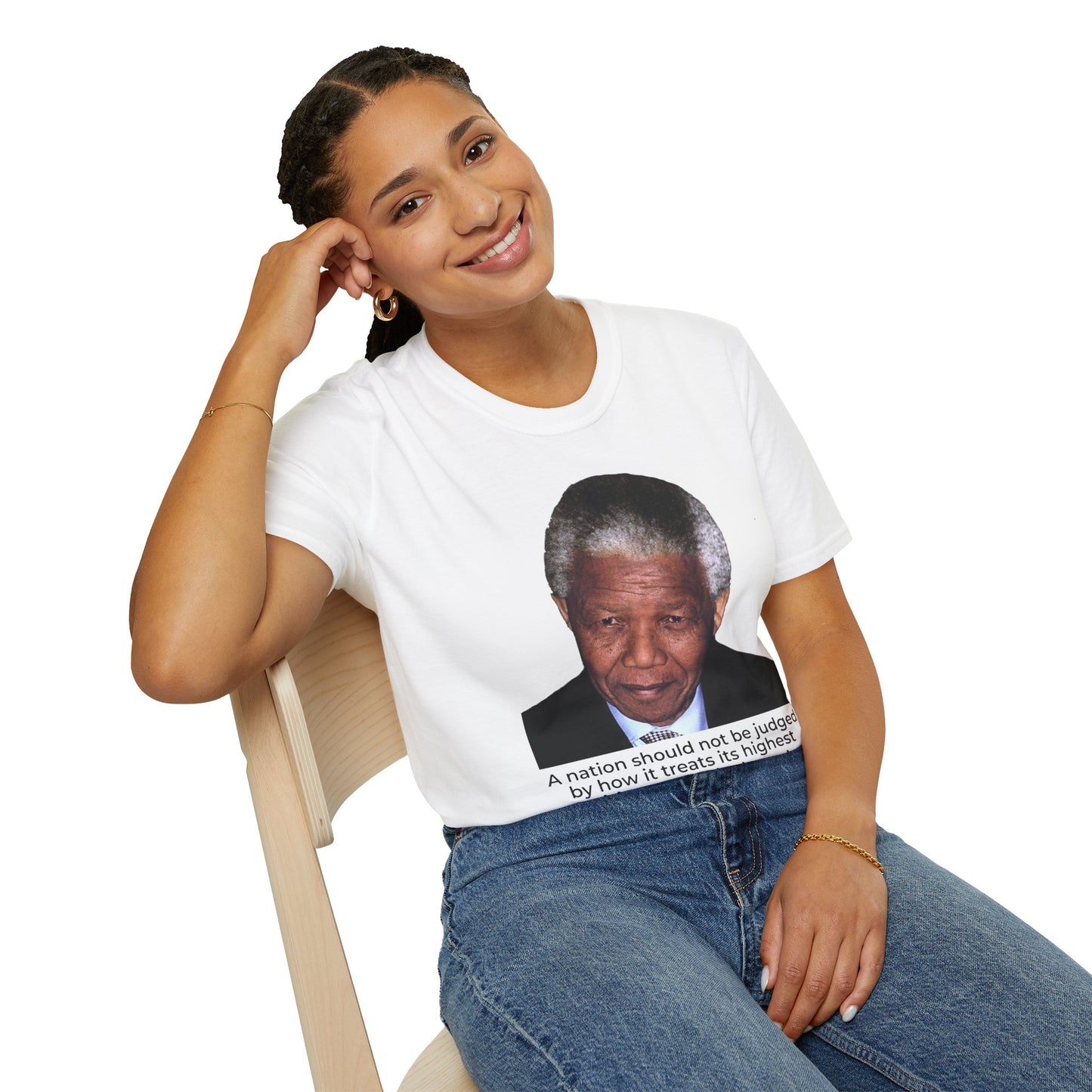 Nelson Mandela Justice Quote T-Shirt – A Nation Is Judged by Its Lowest