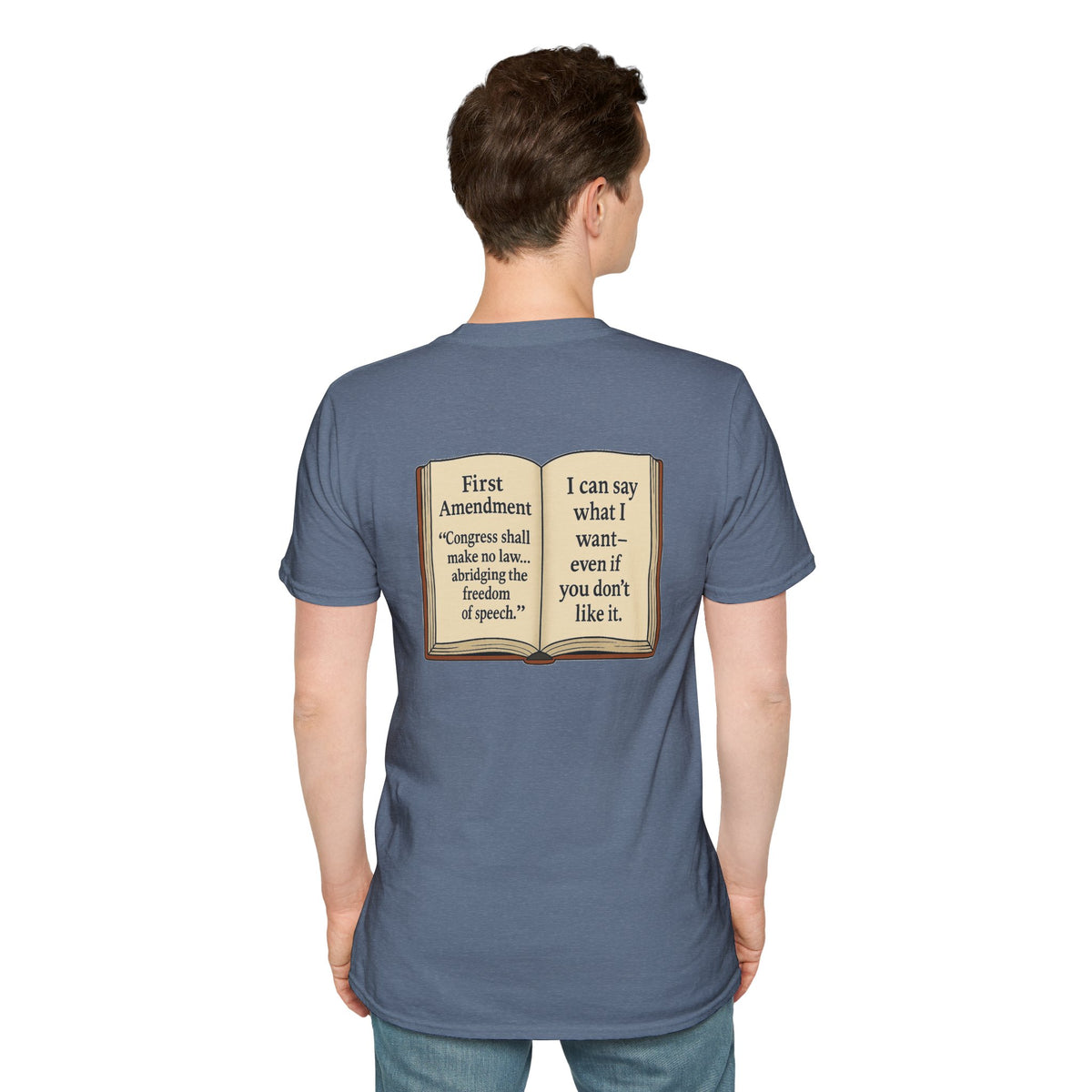 First Amendment Protest Shirt – Flipping Off Tyranny Free Speech Tee – Heather Indigo