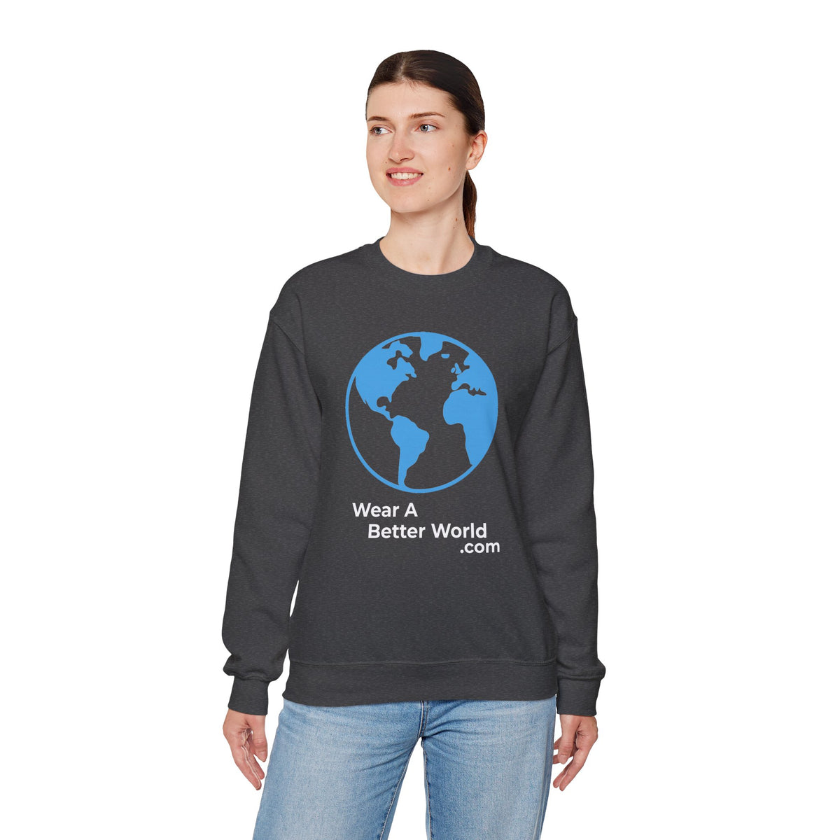 Wear A Better World Sweatshirt – This STOPS when we say NO – Dark Heather