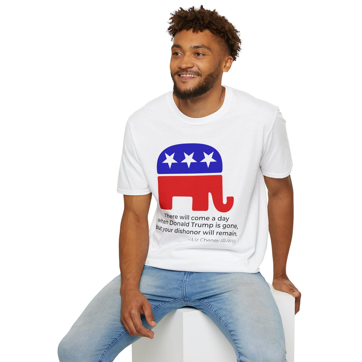 Liz Cheney Dishonor Will Remain Tee – Republican Accountability Quote Shirt – White