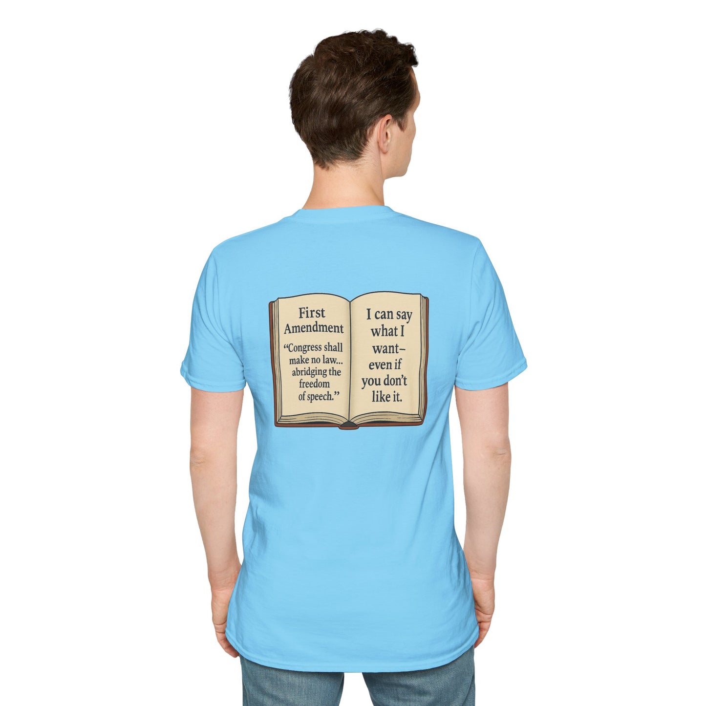 Flipping Off Tyranny: The First Amendment Speaks — Two-Sided SKY BLUE Statement Tee