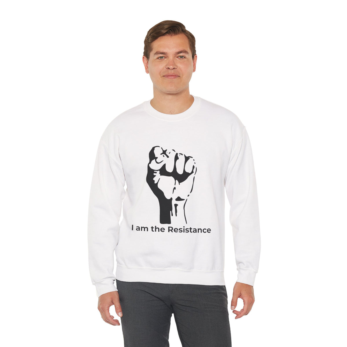 I Am the Resistance Crewneck Sweatshirt – This Stops When Enough of Us Say NO – White