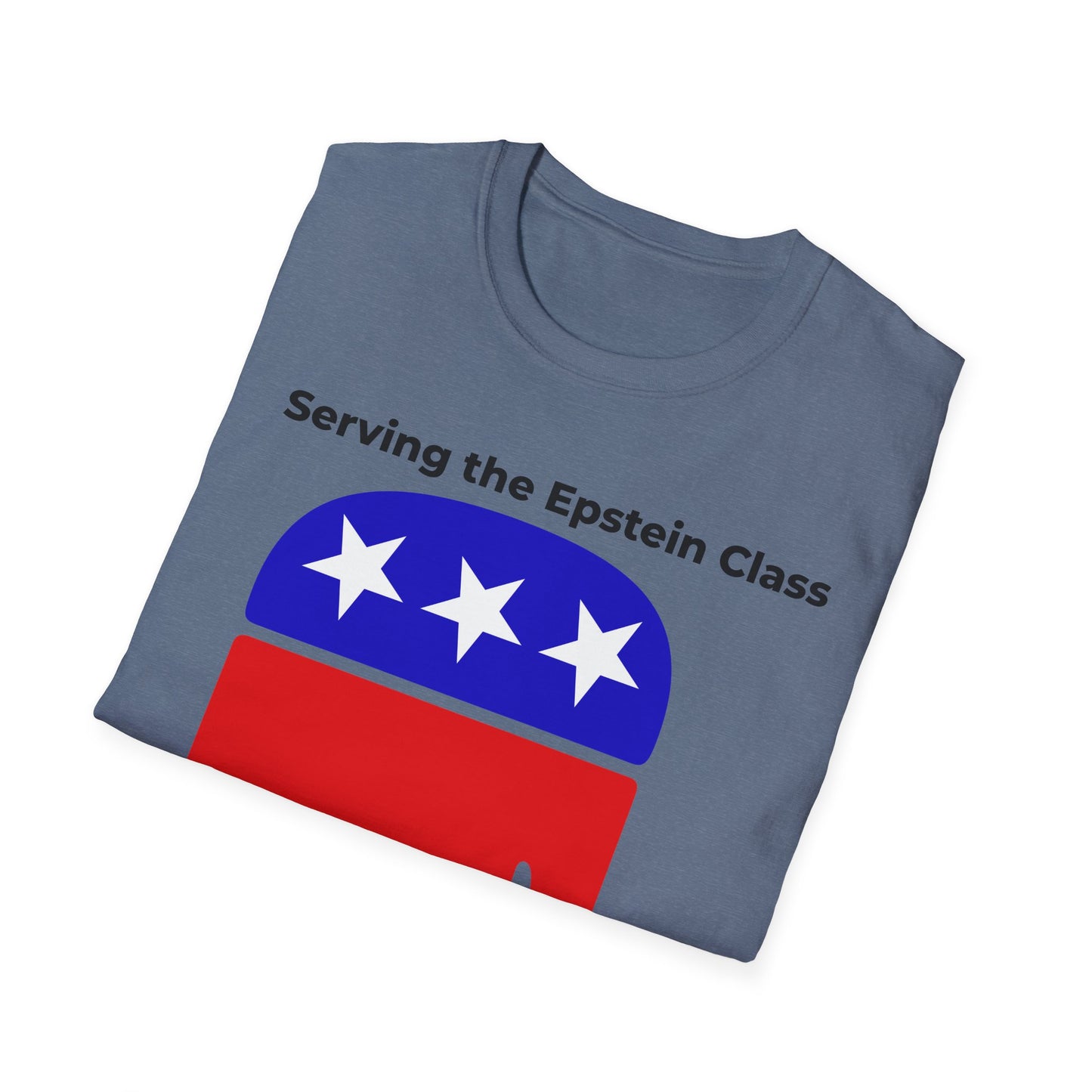 Political Accountability Statement T-Shirt – Serving the Elite Class – Heather Indigo