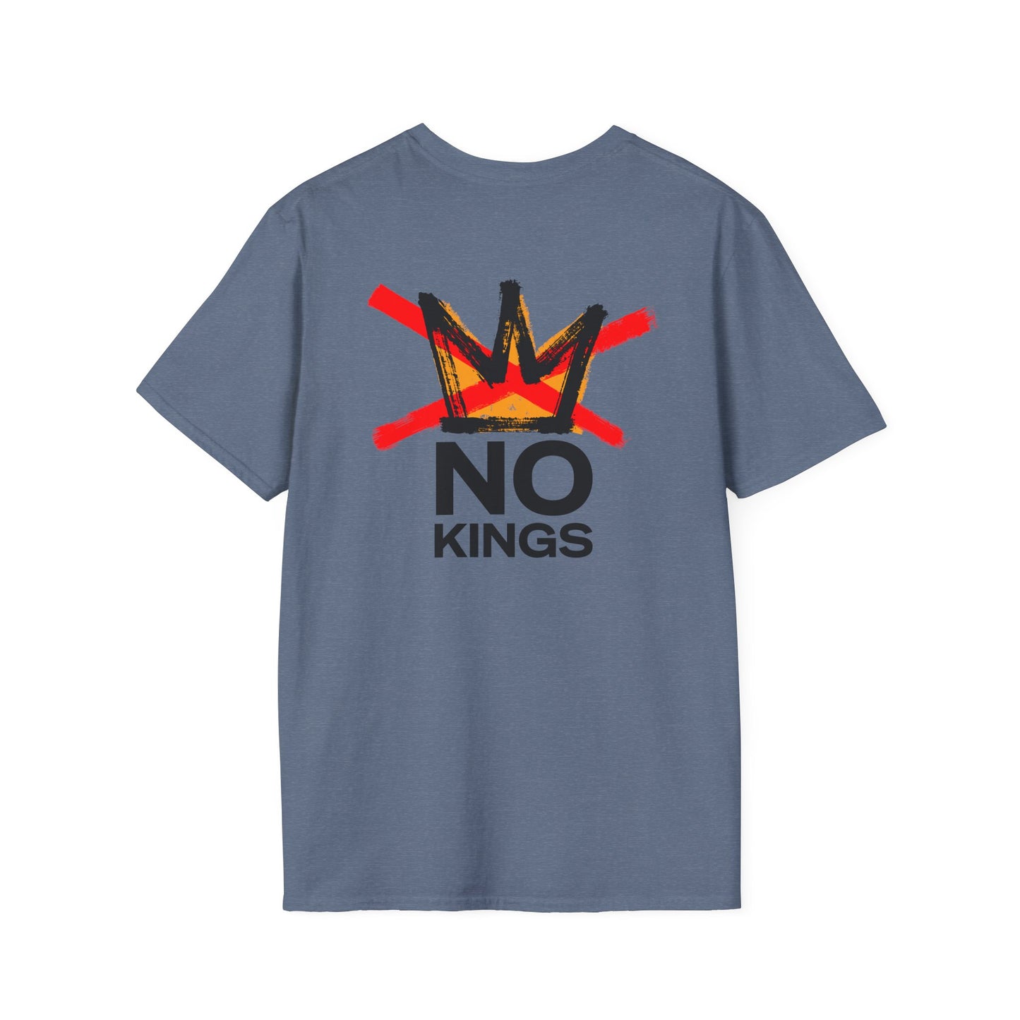 No Kings Protest T-Shirt – Resist Tyranny Anti-Authoritarian Tee – Heather Indigo