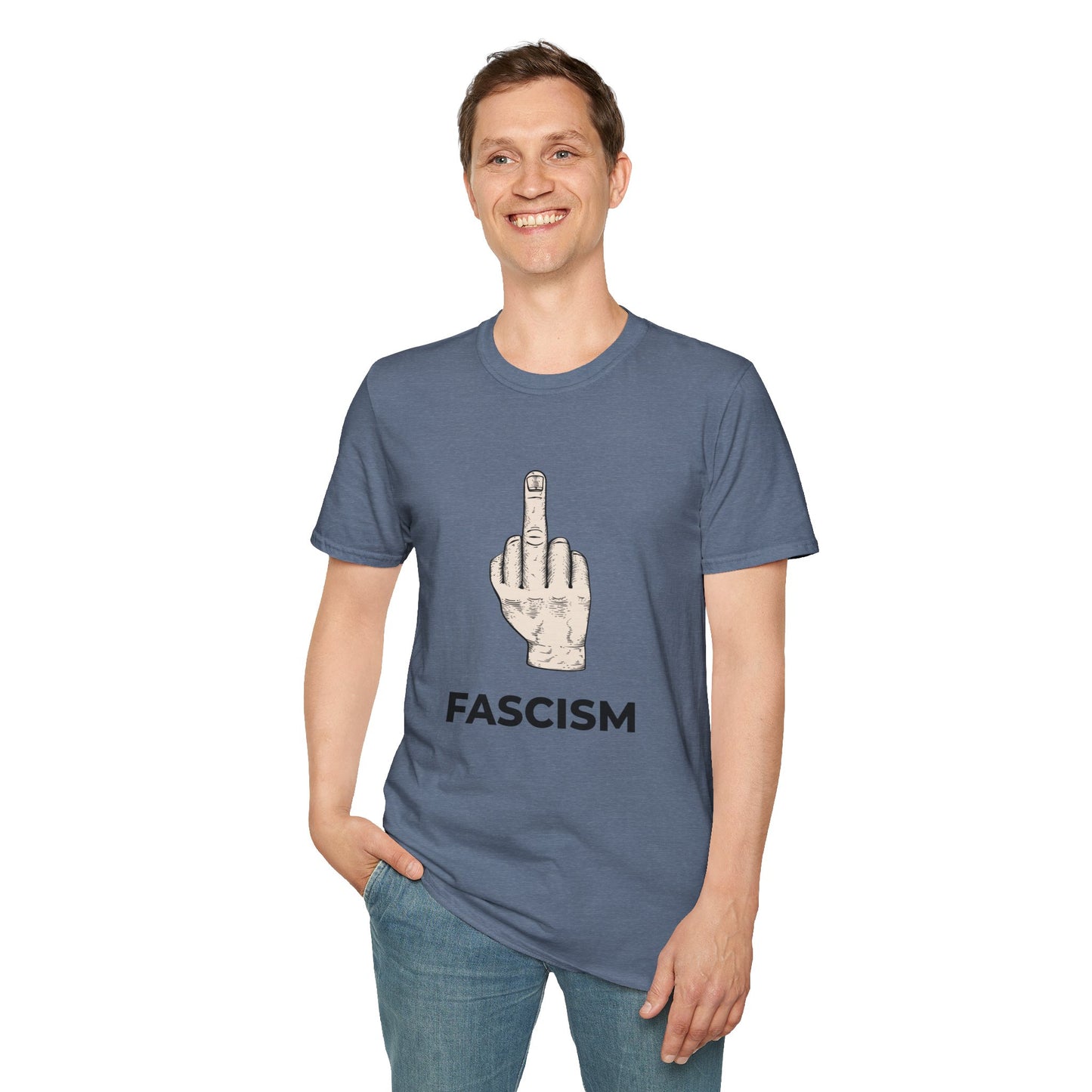 No Kings Protest Shirt – Resist Fascism Anti-Authoritarian Tee – Heather Indigo