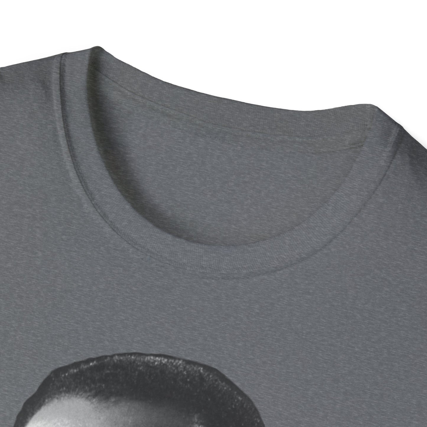 Martin Luther King Jr. Moral Arc Quote Tee – Justice Portrait Shirt (Graphite Heather)