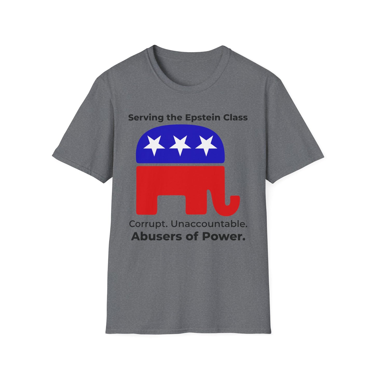 Political Accountability Statement T-Shirt – Serving the Elite Class – Graphite Heather