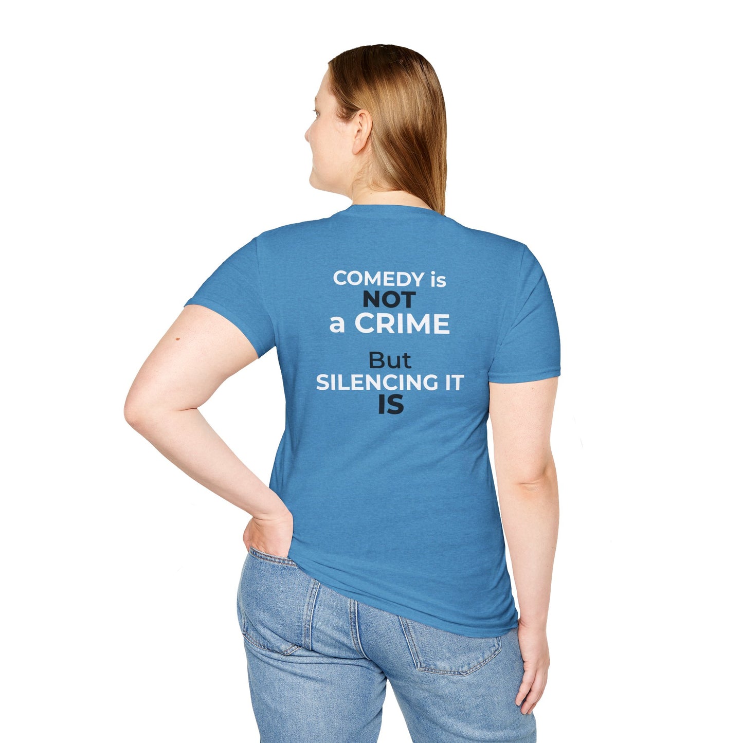 Comedy Is Not a Crime T-Shirt – Jimmy Kimmel Free Speech Protest Tee – Sapphire Blue
