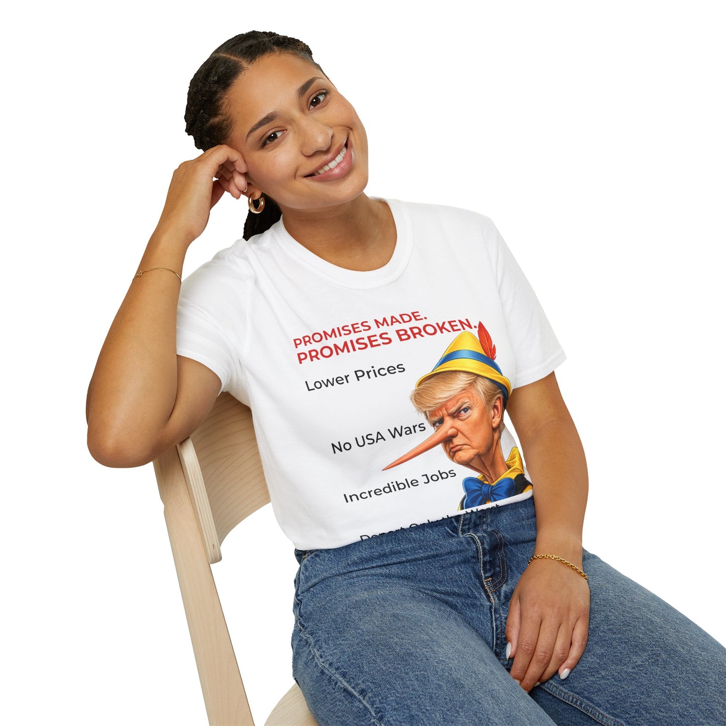 Trump Pinocchio T-Shirt – Promises Made Promises Broken Protest Tee