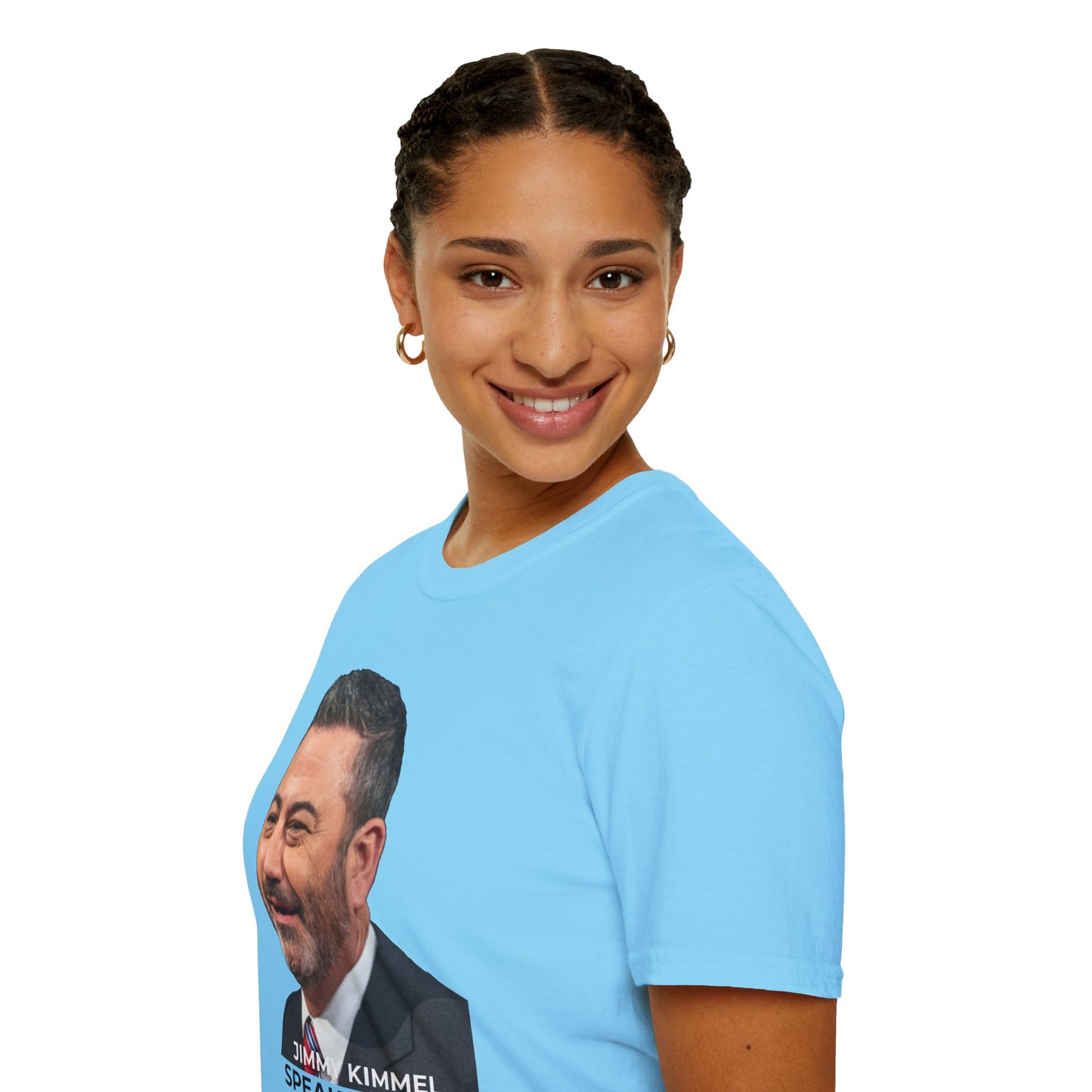 Comedy Is Not a Crime – Silencing It Is – Jimmy Kimmel Tee – Sky Blue