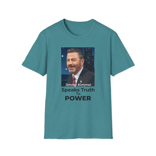 Comedy Is Not a Crime HEATHER GALAPAGOS BLUE – Silencing It Is | Jimmy Kimmel Free Speech T-Shirt