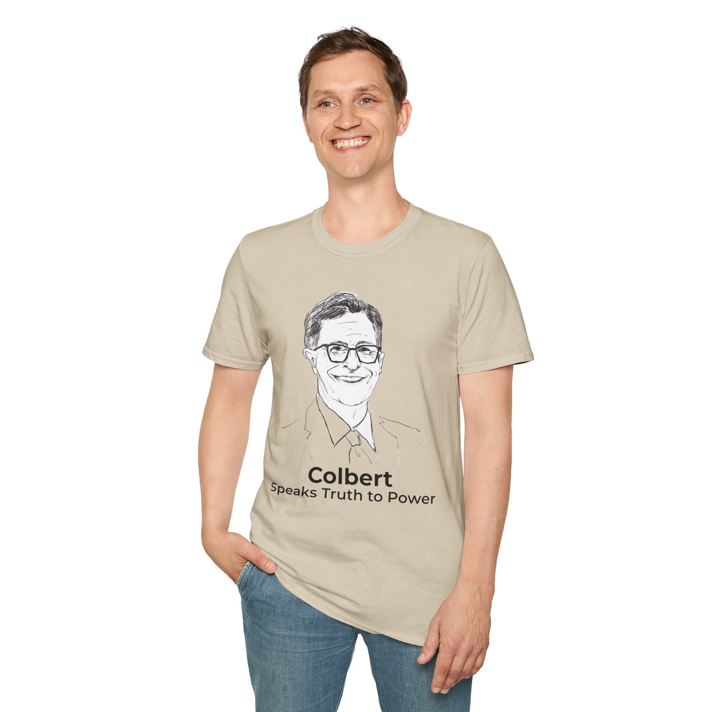 Stephen Colbert Free Speech Shirt – Speaks Truth to Power Te – Sand