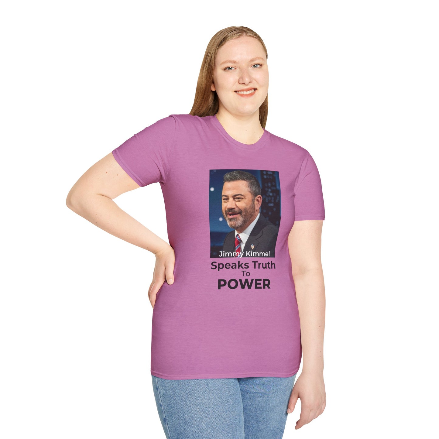 Comedy Is Not a Crime HEATHER RADIANT ORCHID – Silencing It Is – Jimmy Kimmel Free Speech T-Shirt