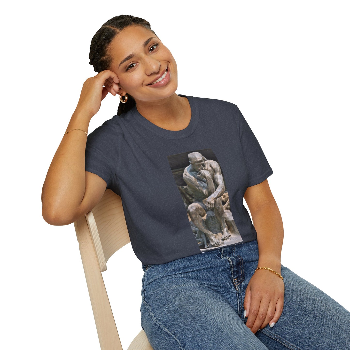 Thinker Statement T-Shirt I – Free Speech Is Free Thought in Heather Navy