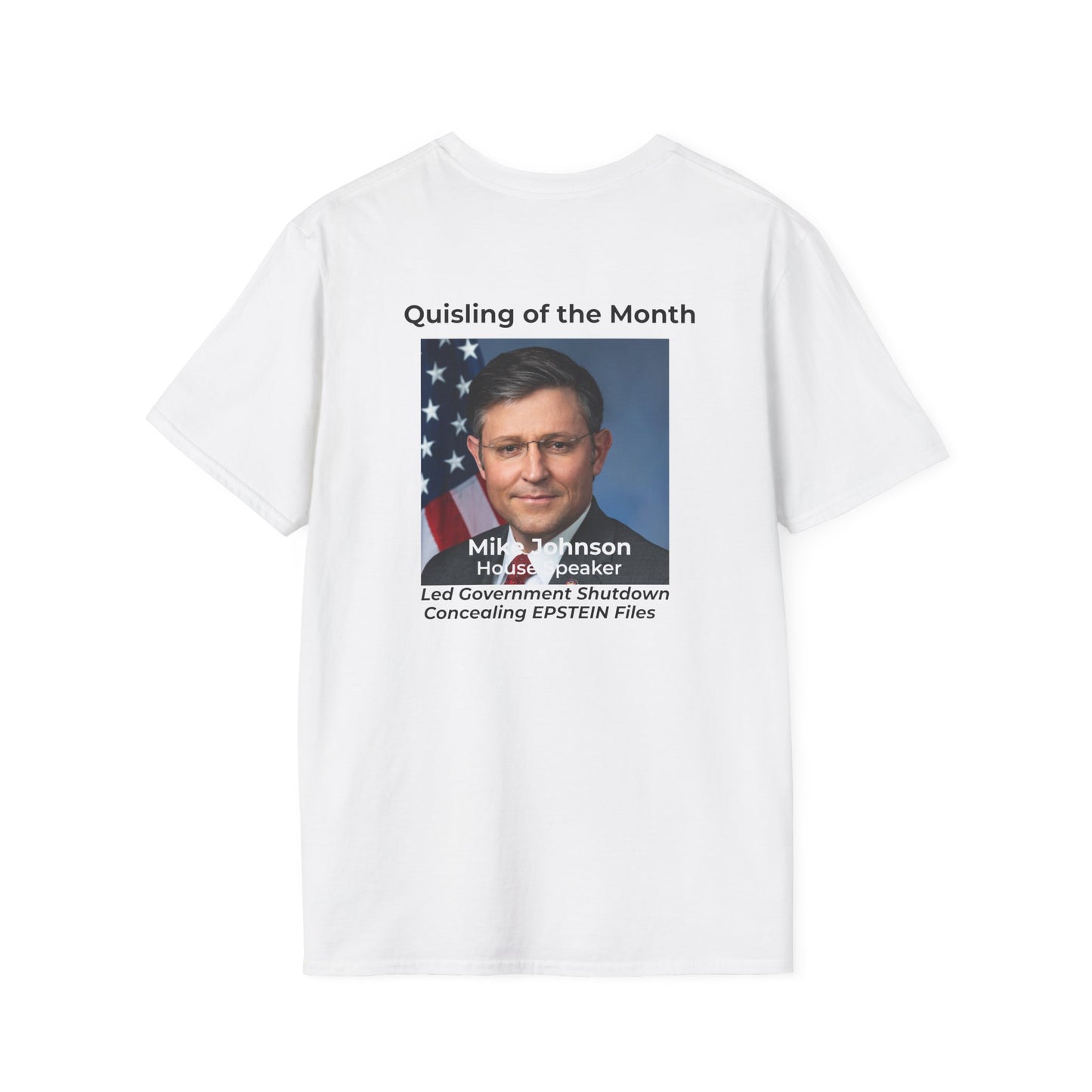 Quisling of the Month (November) T-Shirt – Vidkun Quisling & Mike Johnson Political Satire Tee