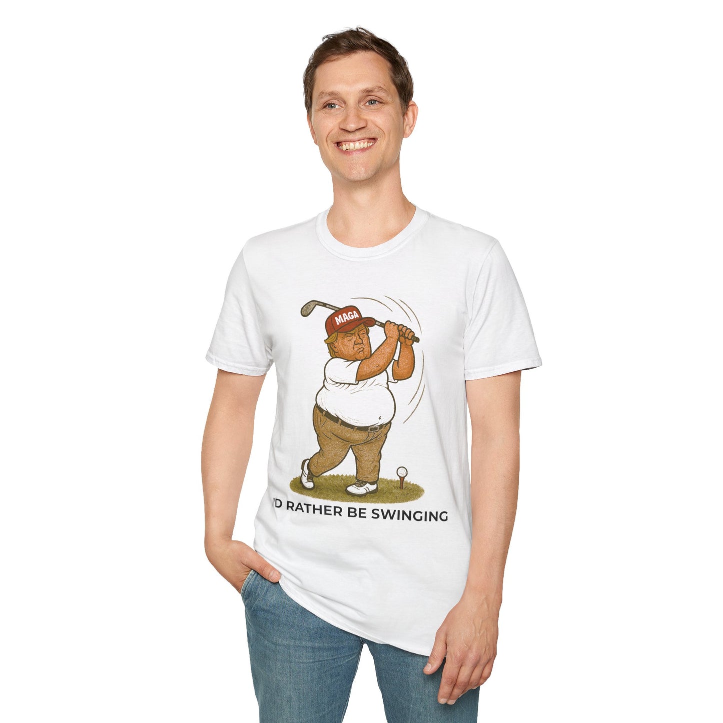 POTUS Golfer Swinging T-Shirt – Satirical Protest Tee