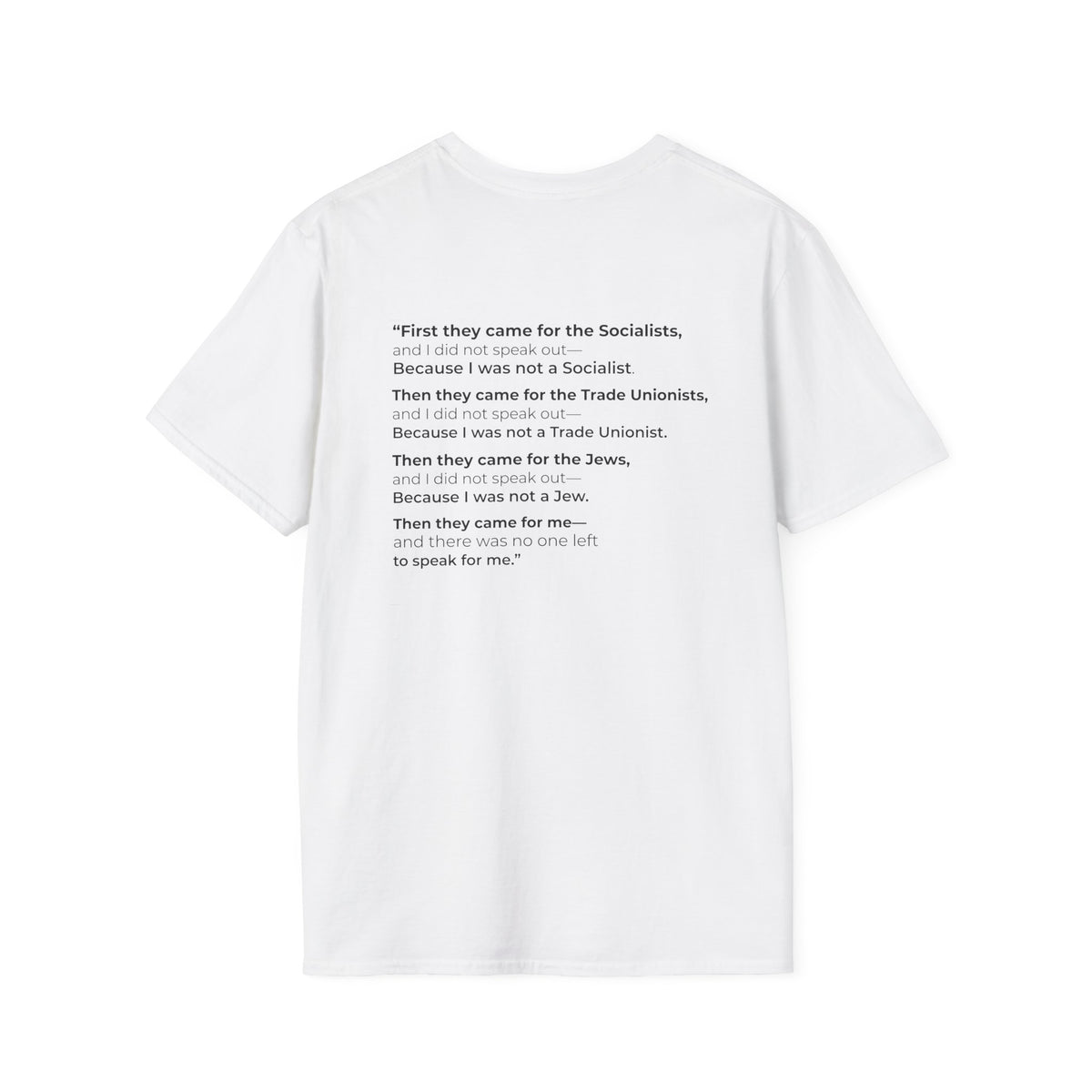 Final Full Quote-“Speak Out While You Still Can” — Martin Niemöller Tribute Tee