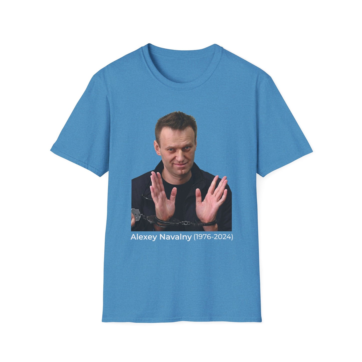 Resist Dictatorship Alexey Navalny Tribute T-Shirt – Pro-Democracy & Anti-Authoritarian Tee – Heather Sapphire Blue Edition