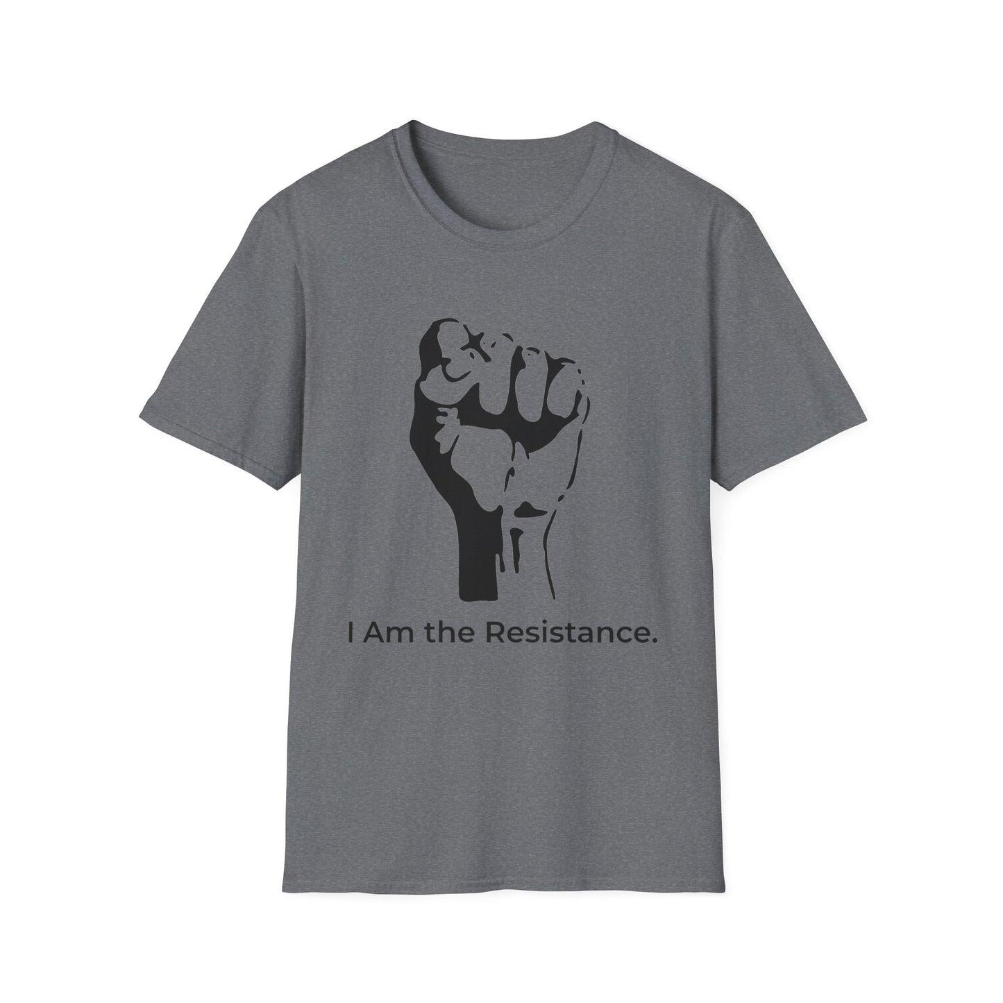 I Am the Resistance – Raised Fist Civic Courage T-Shirt (Graphite Heather)