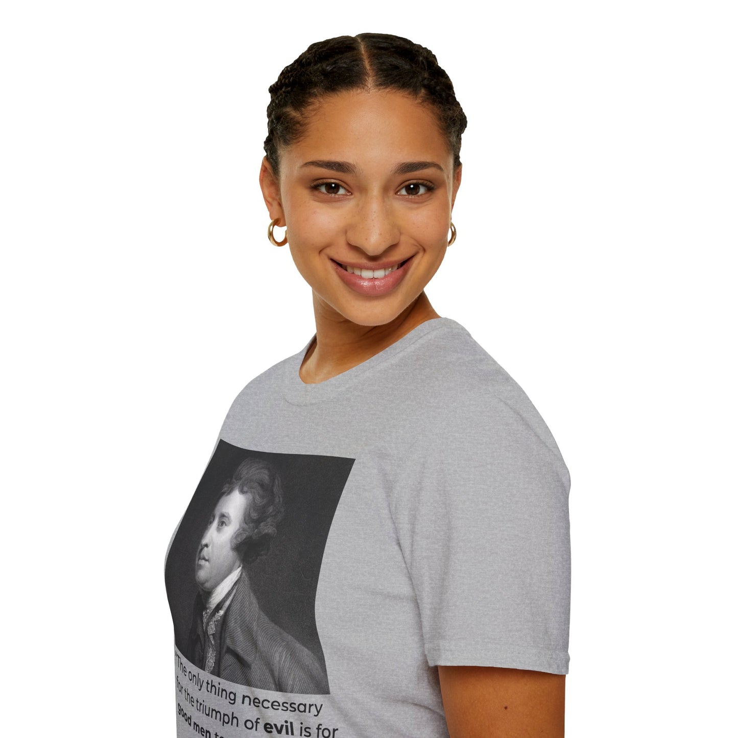 Edmund Burke Quote Tee – The Triumph of Evil Is When Good Men Do Nothing – Sport Grey