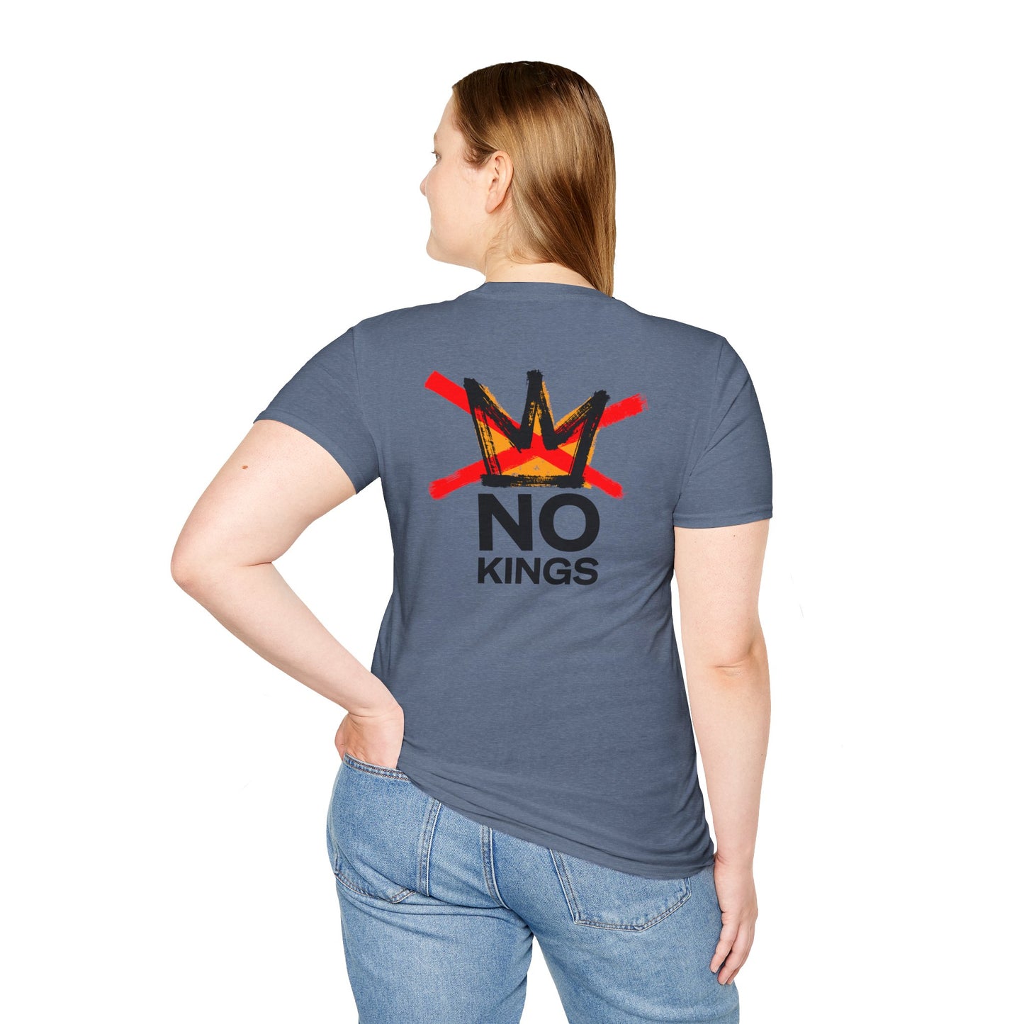 No Kings Protest T-Shirt – Resist Tyranny Anti-Authoritarian Tee – Heather Indigo