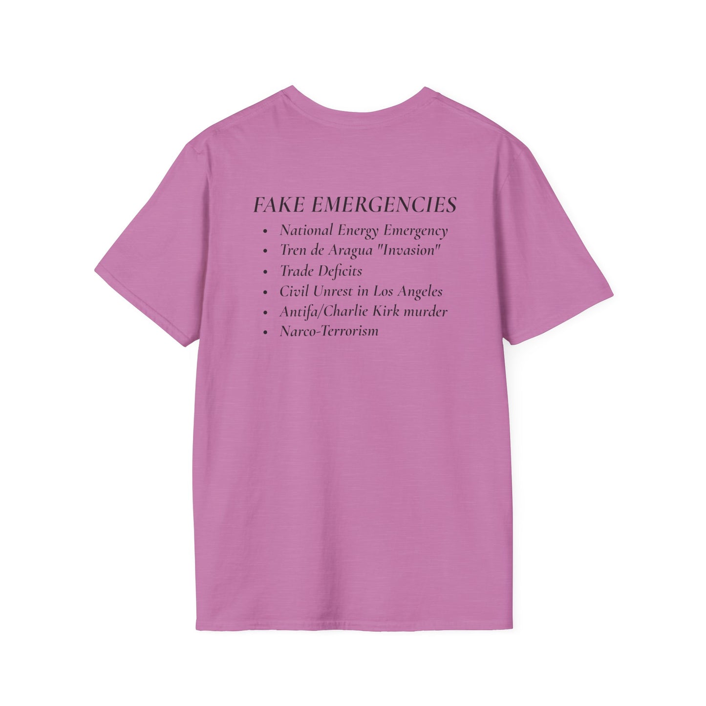 The Tyrant’s Pretext T-Shirt – Aesop Quote Front & Fake Emergencies Back