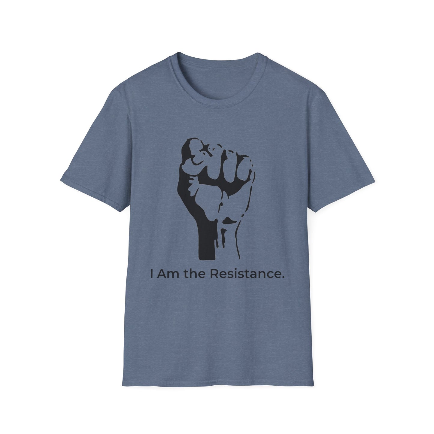 I Am the Resistance – Raised Fist Civic Courage T-Shirt (Heather Indigo)