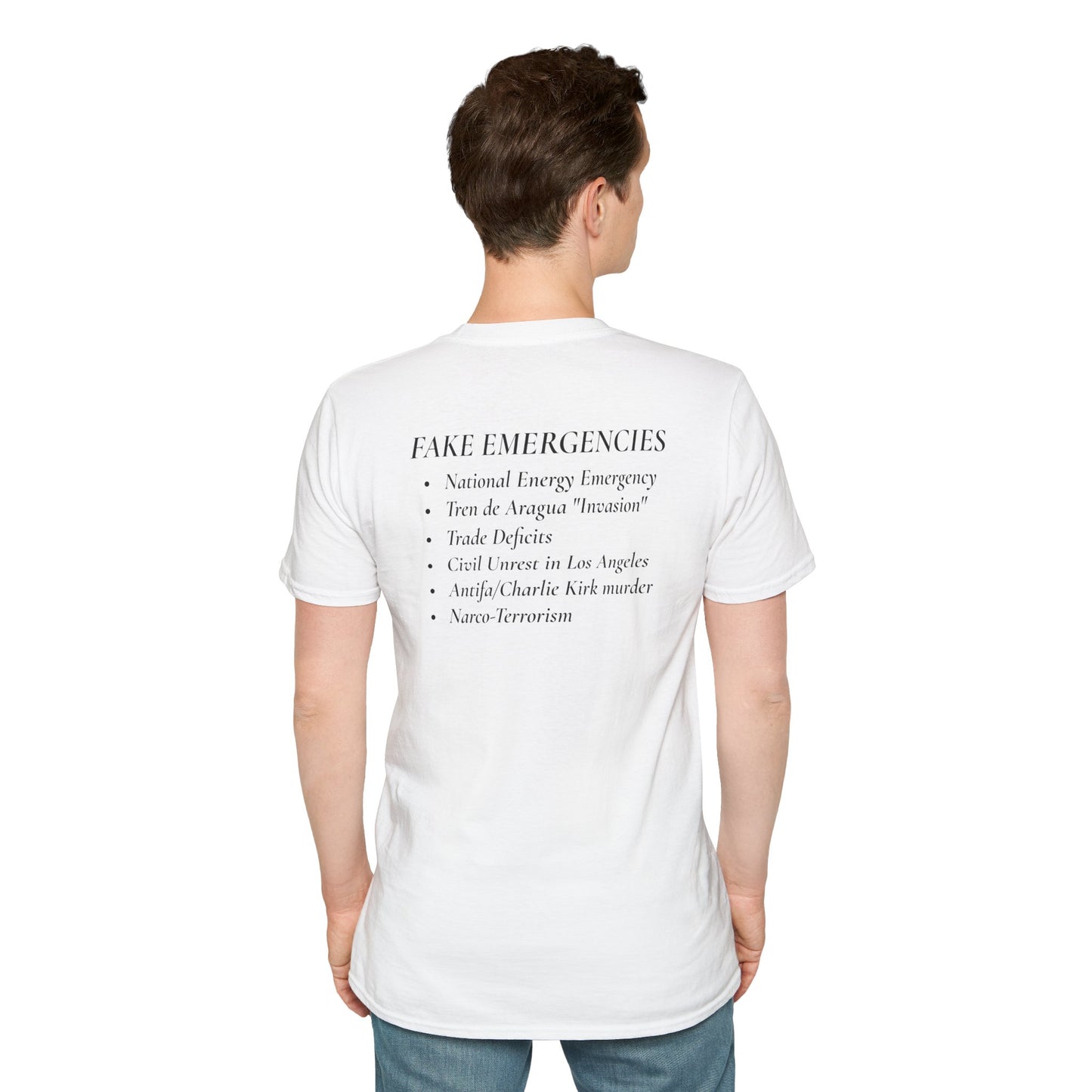 The Tyrant’s Pretext T-Shirt – Aesop Quote Front & Fake Emergencies Back