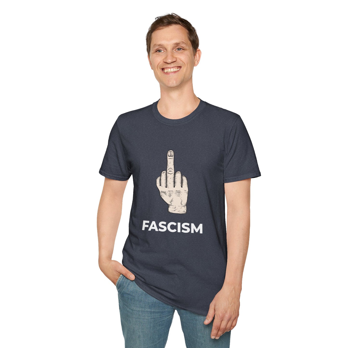 No Kings Protest Shirt – Resist Fascism Anti-Authoritarian Tee – Heather Navy