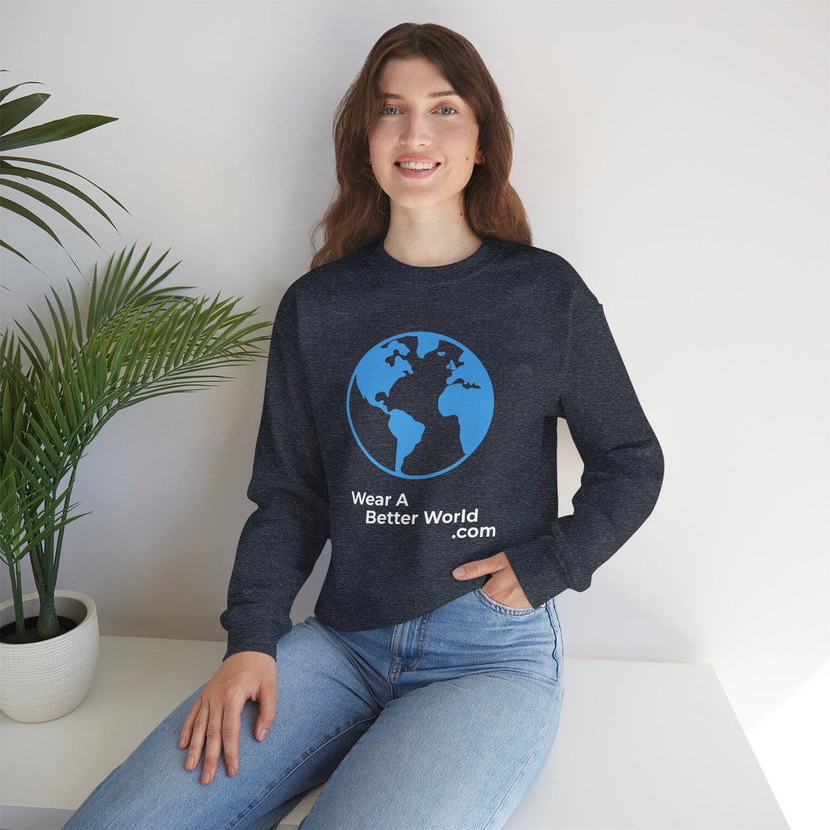 Truth to Power Crewneck Sweatshirt – Speak Truth Statement – Heather Sport Dark Navy