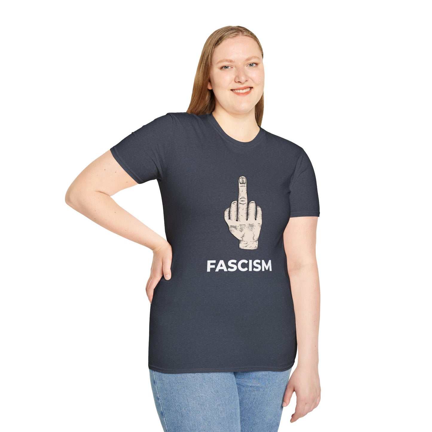 No Kings Protest Shirt – Resist Fascism Anti-Authoritarian Tee – Heather Navy
