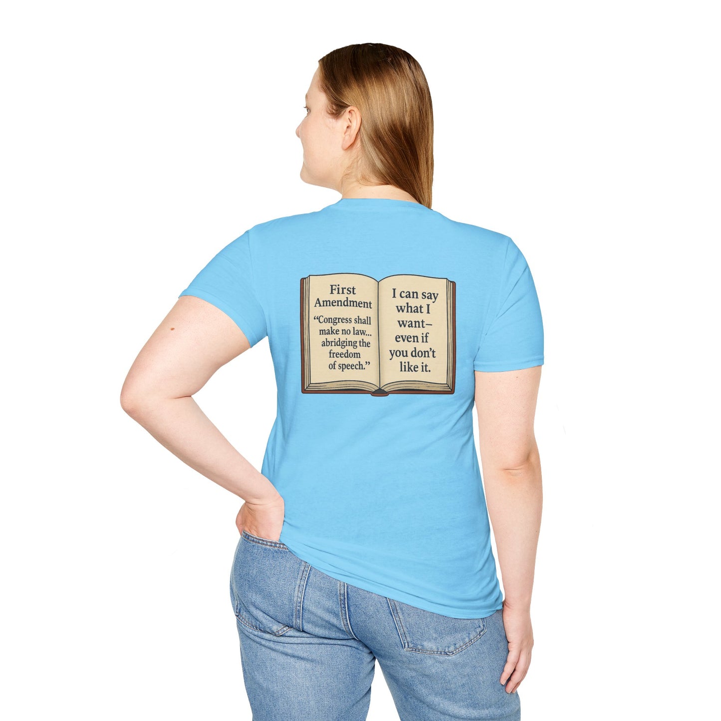 Flipping Off Tyranny: The First Amendment Speaks — Two-Sided SKY BLUE Statement Tee