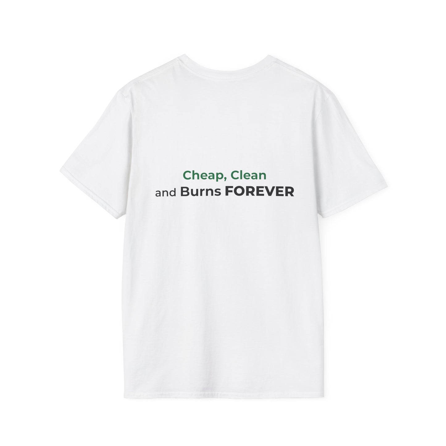 Cheap, Clean, and Burns Forever Sun T-Shirt | Renewable Energy & Climate Action Tee