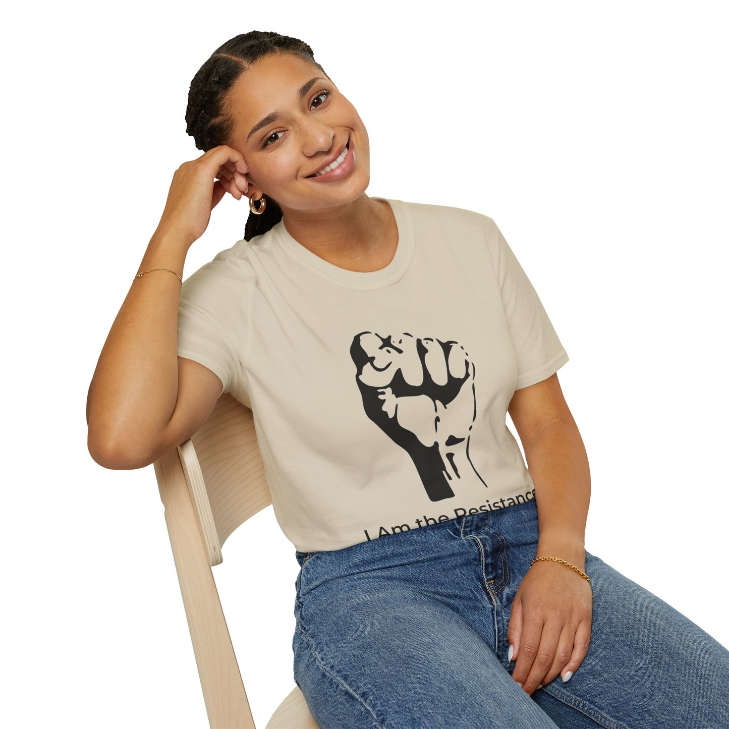 I Am the Resistance – This Stops When Enough of Us Say No Tee – Sand