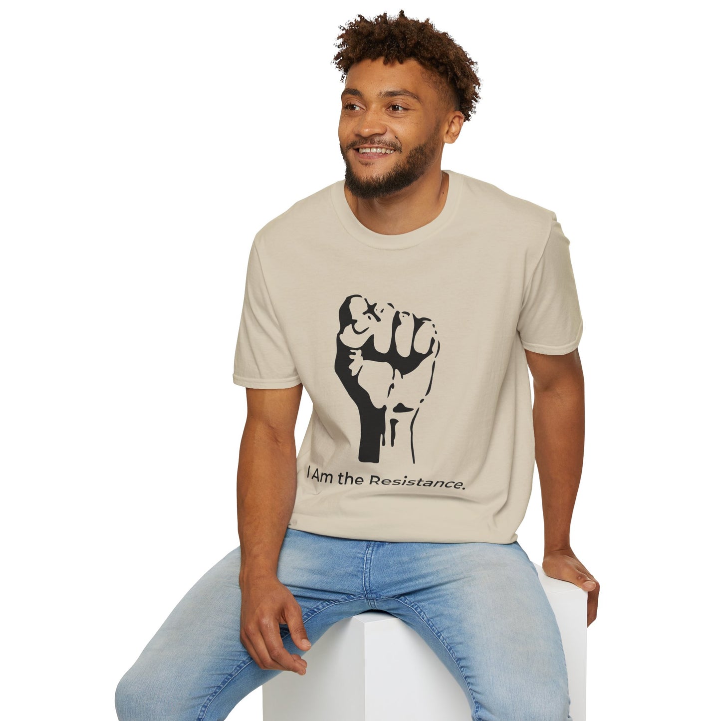 I Am the Resistance – Raised Fist Civic Courage T-Shirt (Sand)